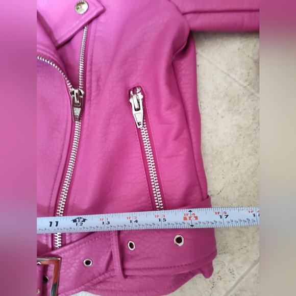Buffalo David Bitton  hot pink faux leather perfecto moto jacket Sz Xs Unworn - Picture 11 of 12